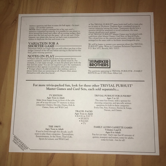 Vintage Complete Game Set of Trivial Pursuit Family Edition Master Game - Picture 11 of 12